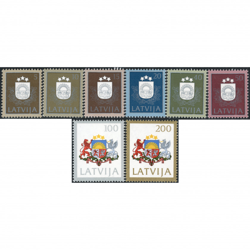 1991, Latvia, 5k-200k, Michel #305-#312, Ofset, Bez zīmoga, P14