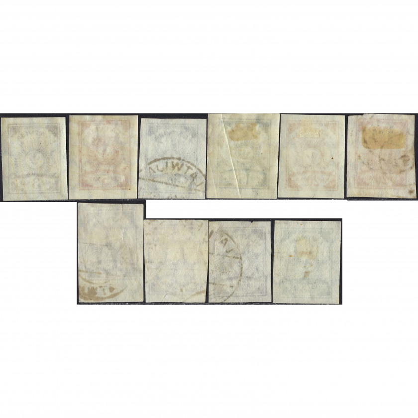 1919, Латвия, 3k-75k, Соловьев #14-#22, Литография, ВЗ