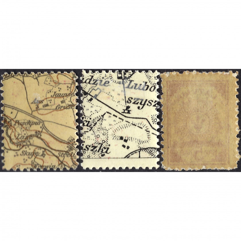 1918, Latvia, 5k, Solovjov #1A-#1AB / Michel #2I-#2III, Lithographed, UnWmk, P11.5