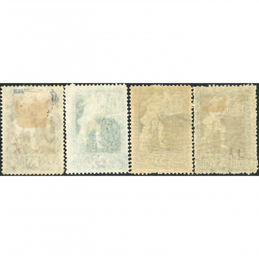 1919, Латвия, 10k-1Rub, Соловьев #34-#37 / Мишель #36-#39, Литография, Без ВЗ, P11.5