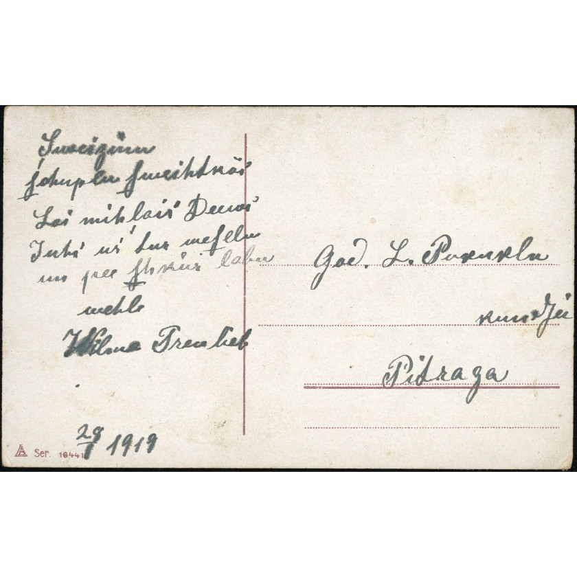 Unknown Publisher (Floral Postcard): Pink roses. Hand-delivered to Pitrags (1919)