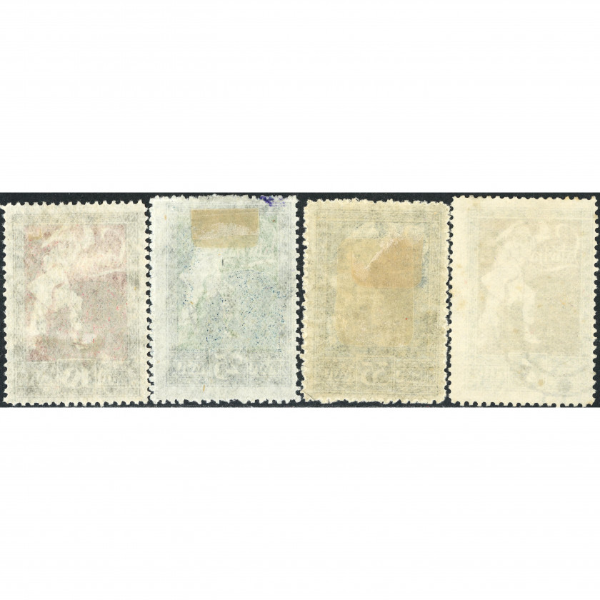 1919, Латвия, 10k-1Rub, Соловьев #34-#37 / Мишель #36-#39, Литография, Без ВЗ, P11.5