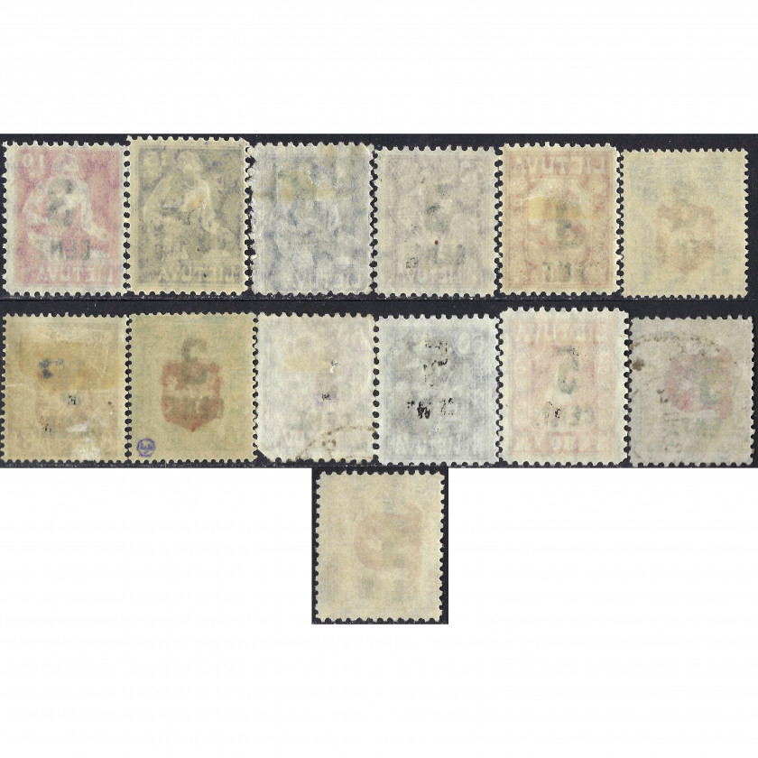 1922, Lithuania, 3c/10s-5c/4a/75s, Solovyov #135-#149, Lithographed, Wmk, P11½-14