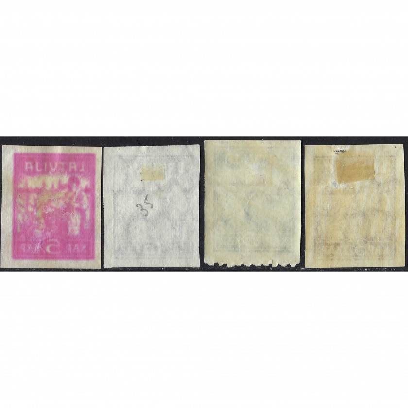 1919, Латвия,  5k-35k, Соловьев #26-#28, Литография, ВЗ