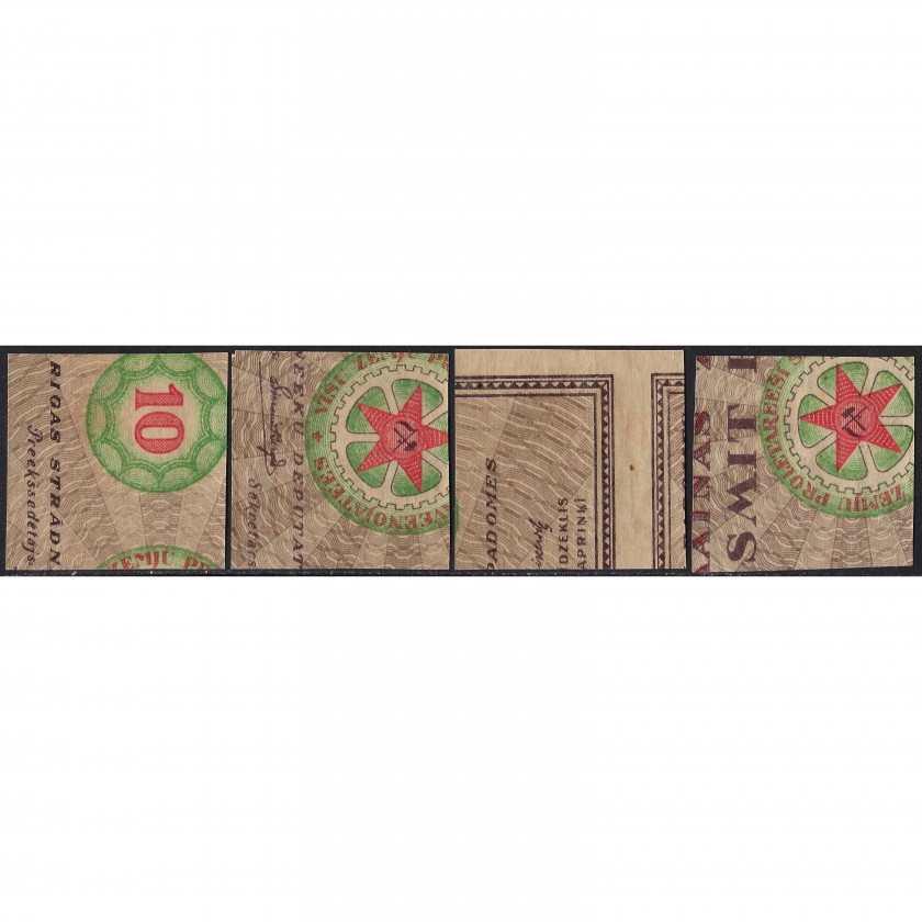 1921, Latvia, 20+10k-1Rub+30k, Solovyov #44-#47, Lithographed, UnWmk