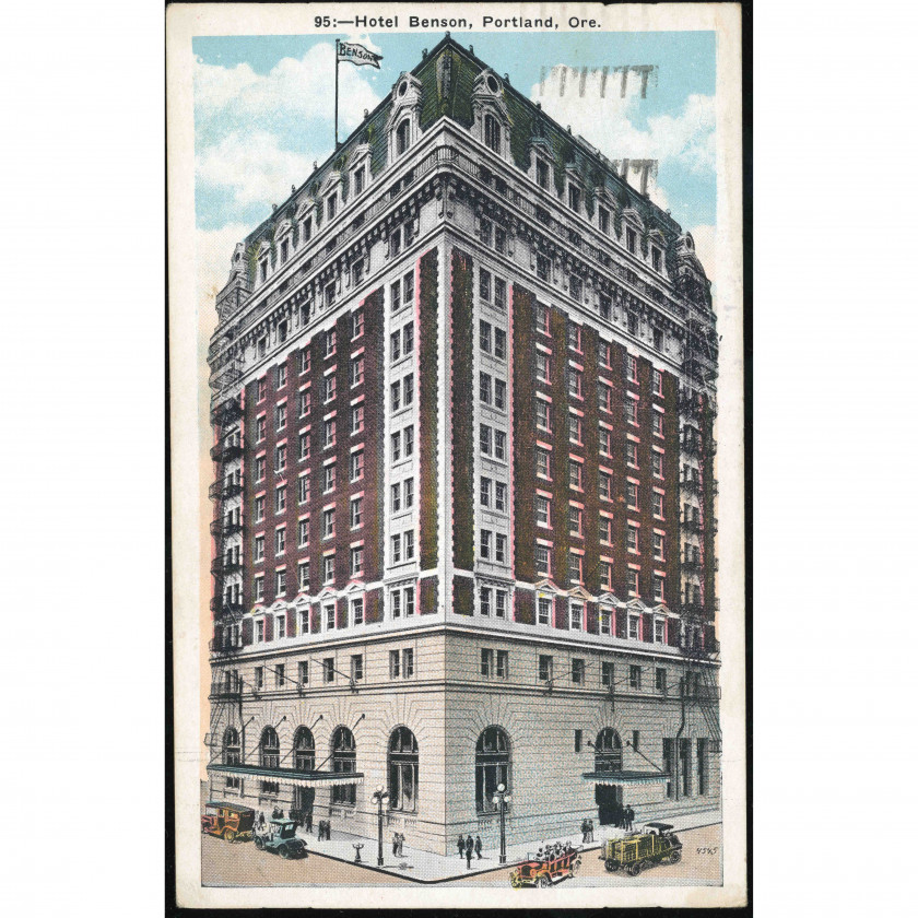 Портленд (отель Бенсон, Орегон, США), год: 1937 (по штемпелю), издатель: The Oregon News Co. / Americhrome (Портленд).