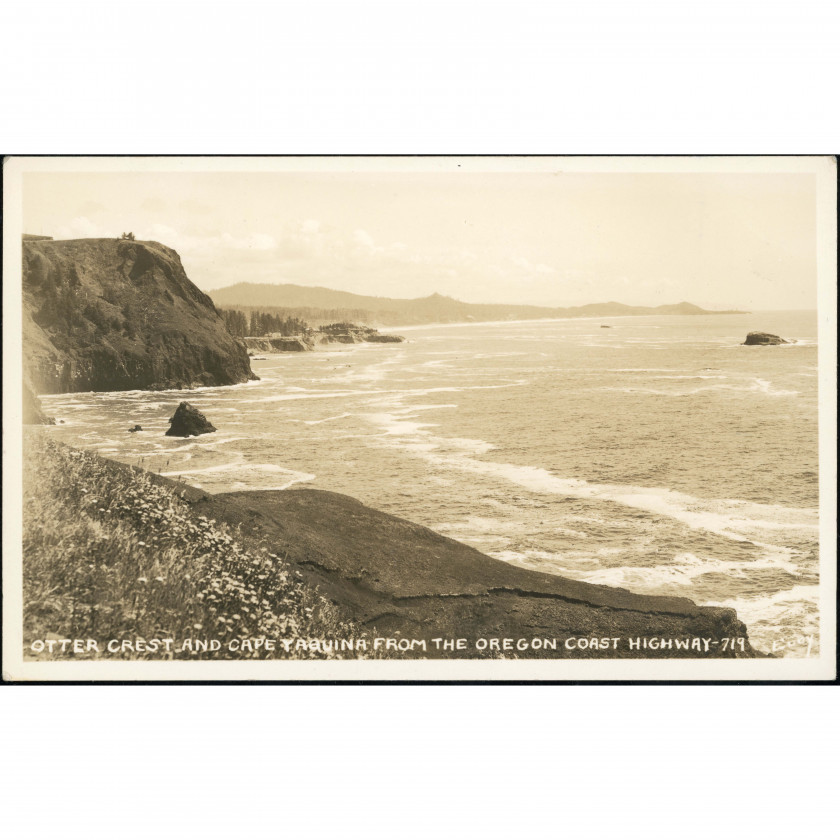 Oregonas piekraste (Oterkrestas rags un Jakinas rags, ASV), gads: 1930.–1940. gadi, izdevējs: Fotogrāfs Eddy (ASV).