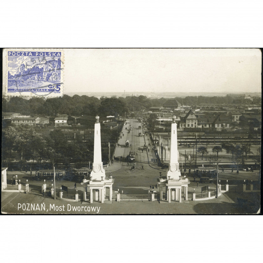 Познань (Вокзальный мост, Польша), год отправки: 24 сентября 1935 г., издатель: Foto "MARE NOSTRUM" (Гдыня).