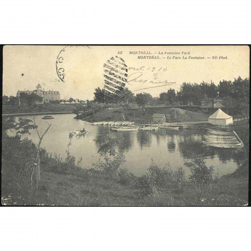 Монреаль (Парк Лафонтен, Канада), дата отправки: 9 апреля 1910 г., издатель: ND Phot..