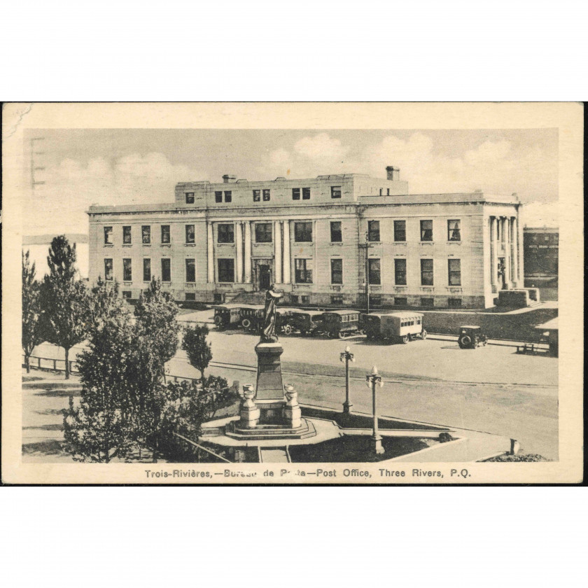 Труа-Ривьер (Почтовое отделение, Канада), дата отправки: 24 апреля 1936 г., издатель: Photogelatine Engraving Co. Limited, Ottawa.