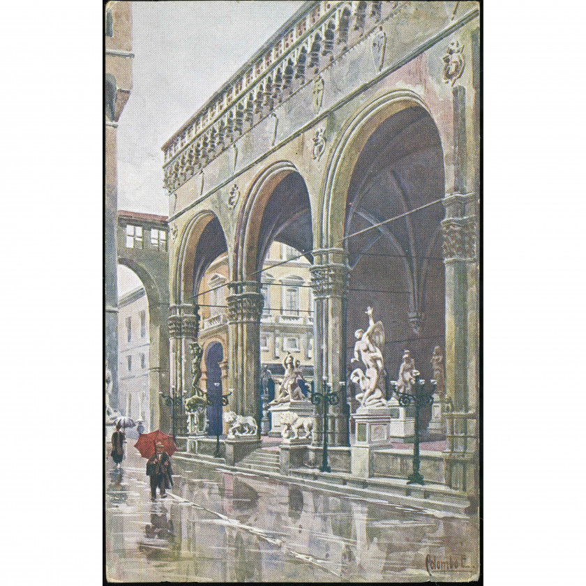 Florence (Italy) — Artistic view of the Loggia dell'Orcagna, period: mailed in 1938, publisher: Milano (Italy).
