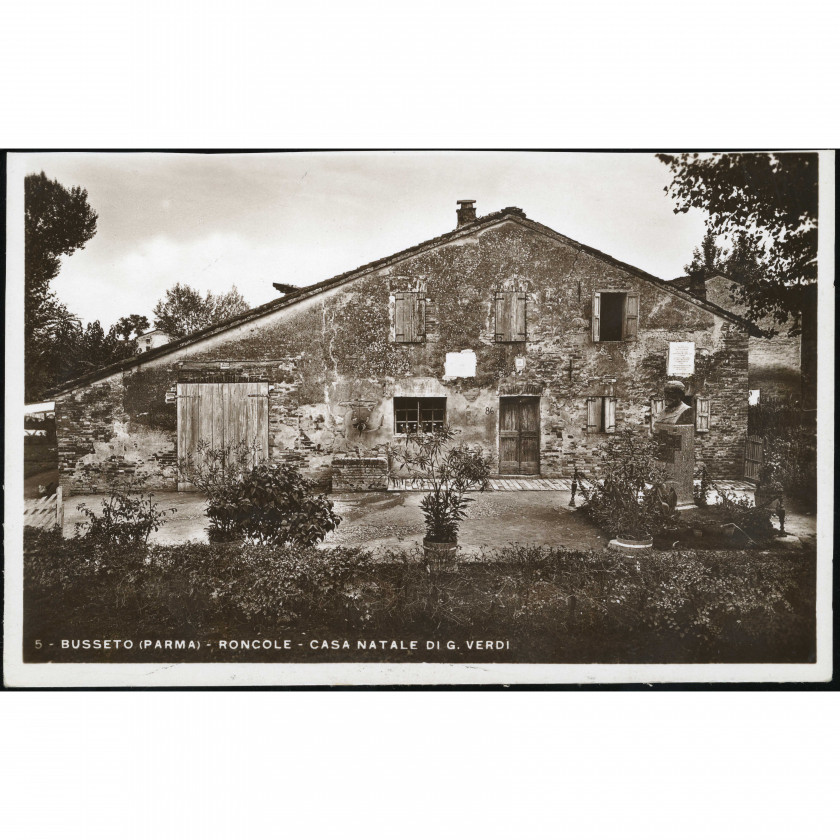 Busseto (Roncole, Parma, Italy) — Birthplace of Giuseppe Verdi, period: photo paper dated 1935, publisher: Ediz. Variati (Parma) / Fotocelere (Turin).
