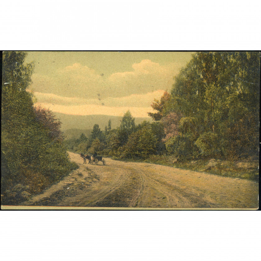 PSRS (Čeļabinska / Urāli) — Lielā trakta pāreja, perioda datējums: nosūtīta 1936. g. (pirmsrevolūcijas kartiņa), izdevējs: Scherer, Nabholz & Co. (Maskava).