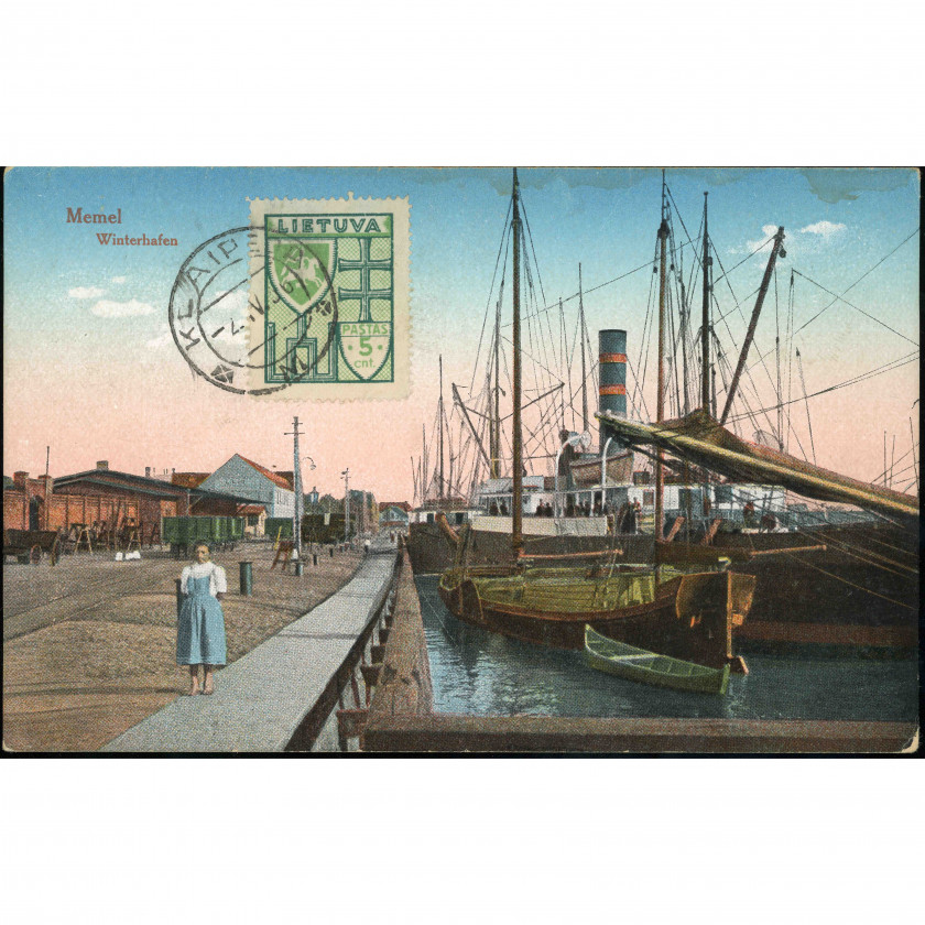 Klaipėda (Memel) (Lithuania) — Winter Harbor (Memel, Winterhafen), period: 1920s–1930s, publisher: Unknown (No. 93528 on the back, stamp of Alfredas Mitris)