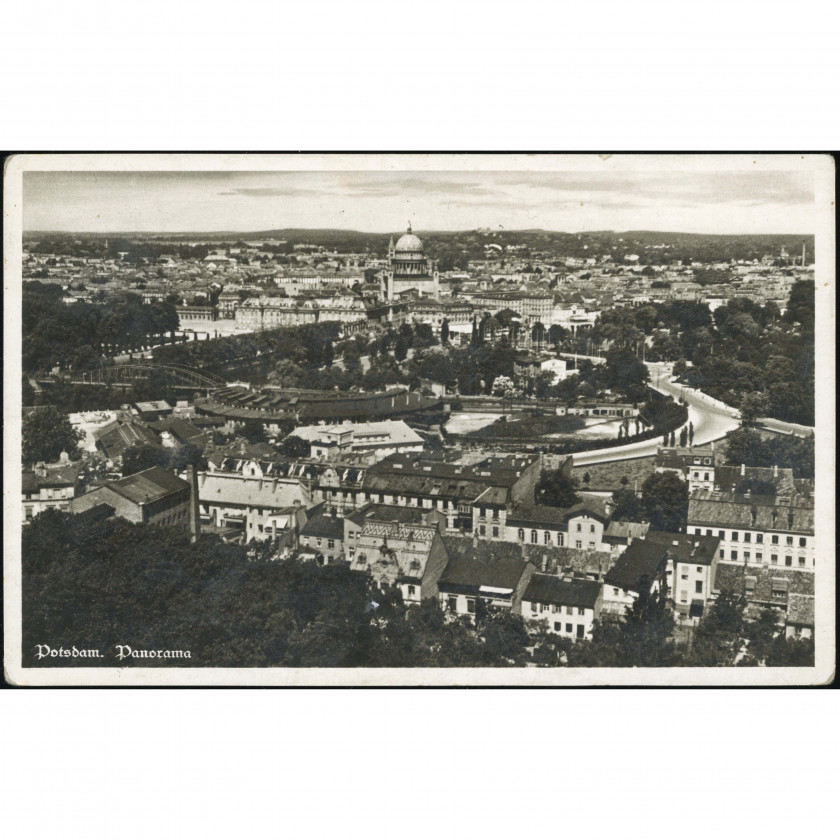 Potsdam (Germany) — City panorama with St. Nicholas Church, period: August 11, 1930, publisher: W. St. B. (Nr. 401)