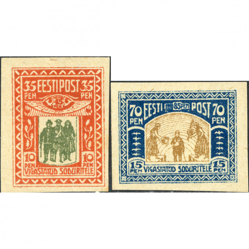 1920, Estonia, 35+10p-70+15p, Solovyov #26-#27, Lithographed, UnWmk