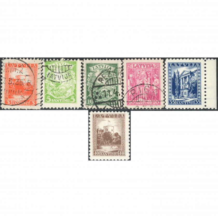 1934, Latvia, 3s-40s, Solovyov #225-#230 / Michel #232-#237, Lithographed, Wmk, P10