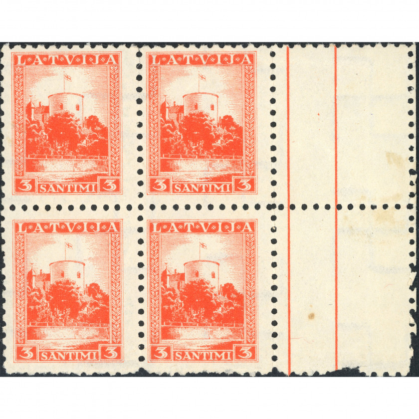 1934, Латвия, 3s, Соловьев #225 / Мишель #232, Литография, ВЗ, P10