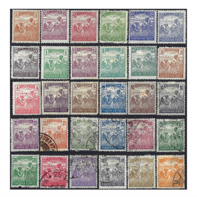 1921, Ungārija, 5f-800Kr, Michel #326-#354, T...