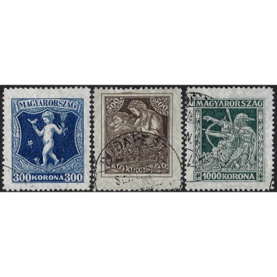 1923, Ungārija, 300Kr-1000Kr, Michel #380-#38...