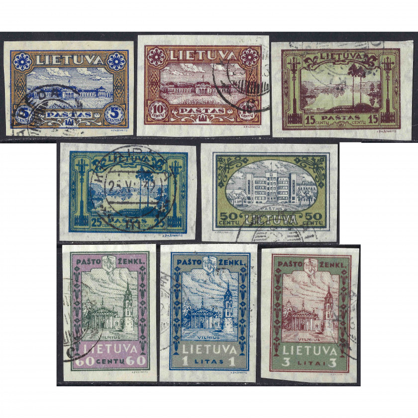 1932, Литва, 5c-3L, Соловьев #311A-#318A, Литография, ВЗ