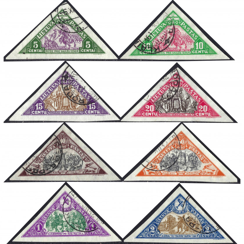 1932, Литва, 5c-2L, Соловьев #335A-#342A, Литография, ВЗ, Авиапочта