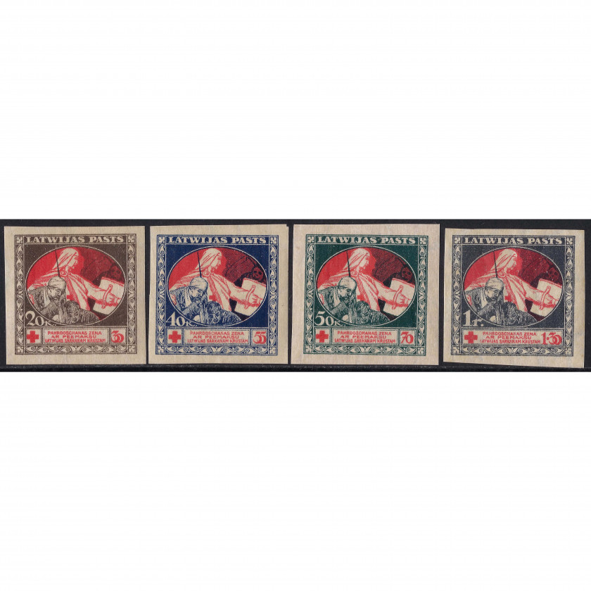 1921, Latvia, 20+10k-1Rub+30k, Solovyov #44-#47, Lithographed, UnWmk