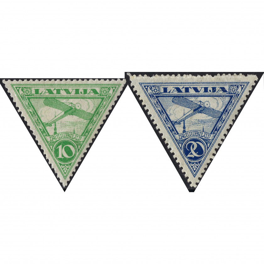 1921, Латвия, 10Rub-20Rub, Соловьев #68-#69, Литография, ВЗ, P11½, Авиапочта