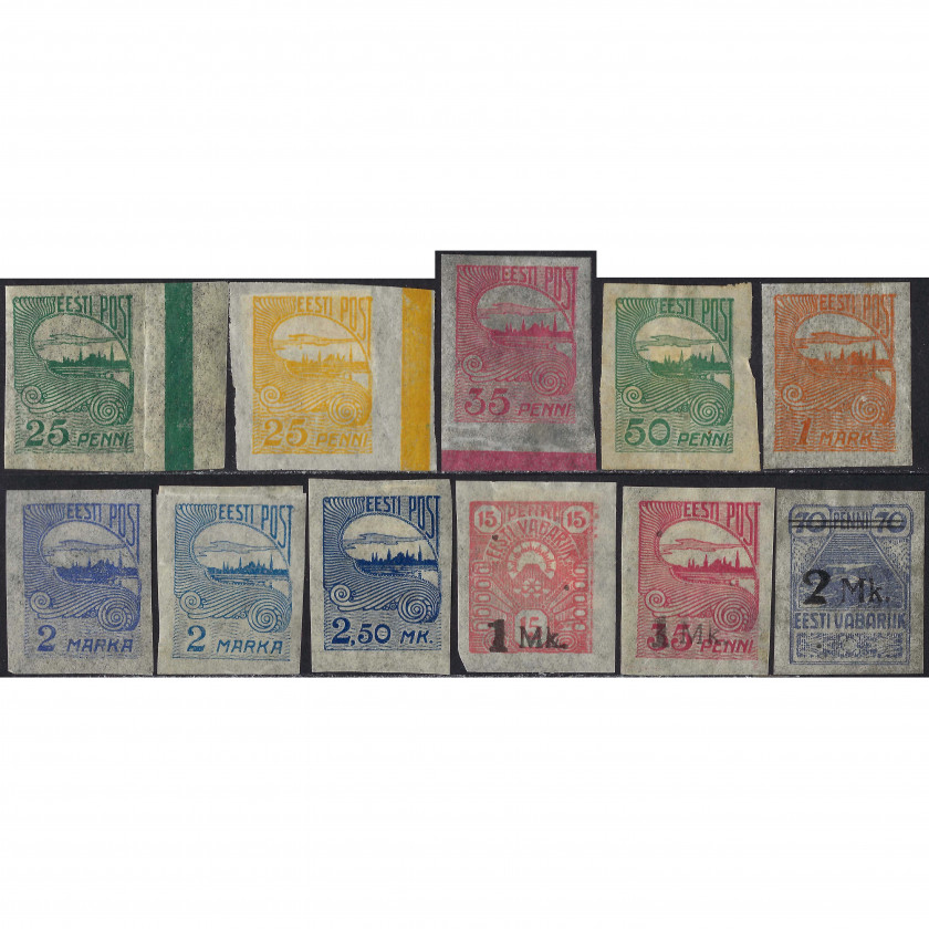 1920, Эстония, 25p-2.5m, Соловьев #16-#25, Типография, Без ВЗ