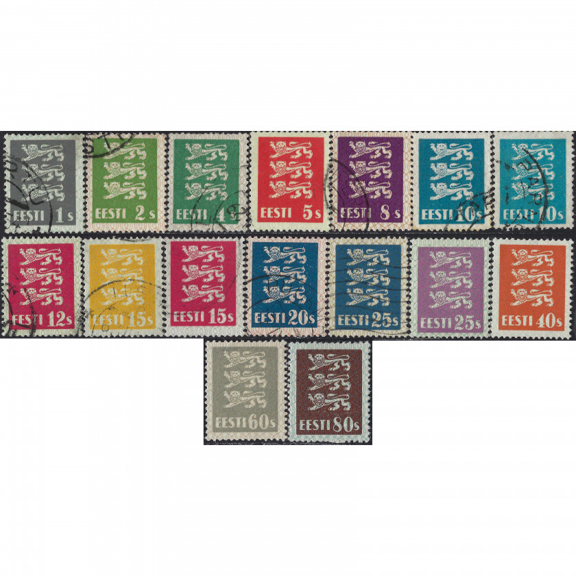 1928, Эстония, 1s-80s, Соловьев #72-#86, Типография, P14.5:14, Без ВЗ