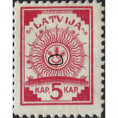 (ERROR)1918, Латвия,  5k, Соловьев #1A, Литог...