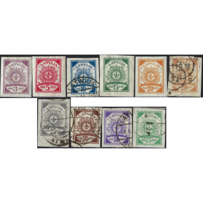 1919, Латвия, 3k-75k, Соловьев #14-#22, Литог...