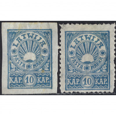 1919, Латвия, 10k, Соловьев #29-#29A, Литогра...
