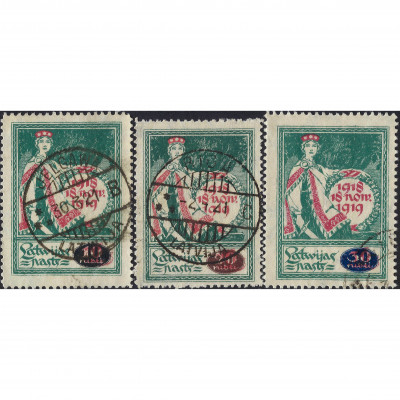 1920, Латвия, 10/1Rub-30/1Rub, Соловьев #48-#...