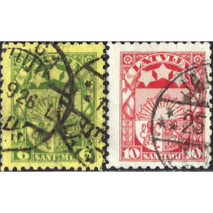 1921, Латвия, 6s-10s, Соловьев #86-#87, Литография, ВЗ, P10