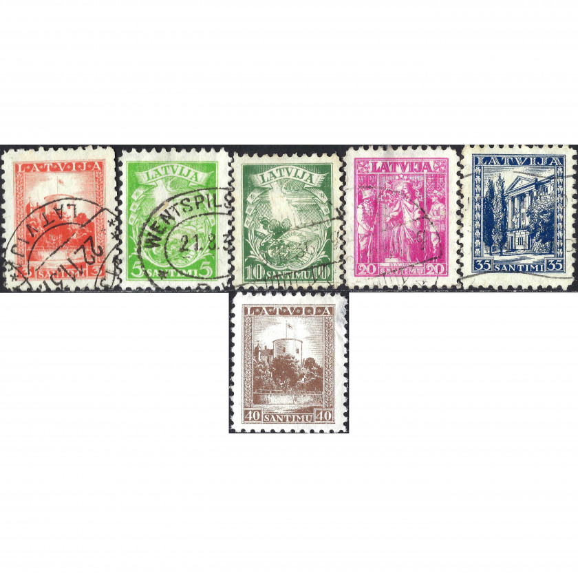 1934, Латвия, 3s-40s, Соловьев #225-#230, Литография, ВЗ, P10