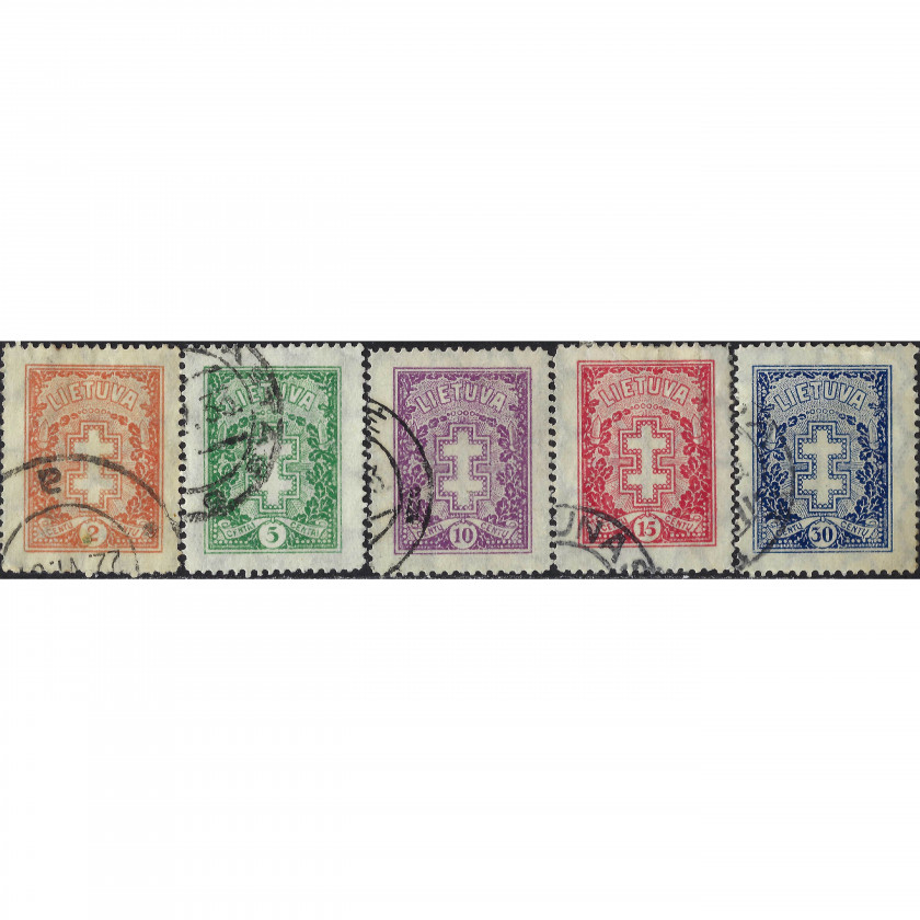 1929, Литва, 2c-30c, Соловьев #268-#272, Литография, ВЗ, P14.50