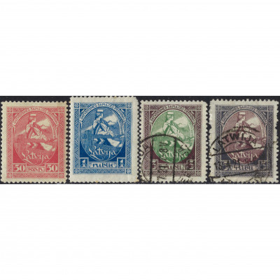 1920, Latvia, 50k-5Rub, Solovyov #40-#43 / Mi...