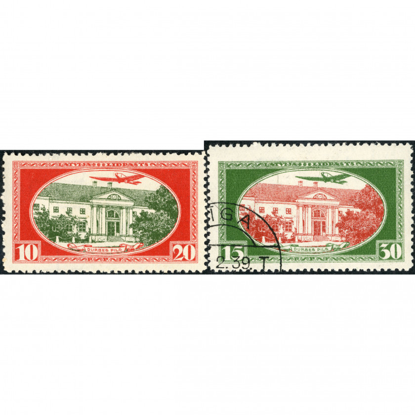 1928, Latvia, 10s-15s, Solovyov #162-#163 / Michel #159A-#160A, Lithographed, Wmk, P11.5