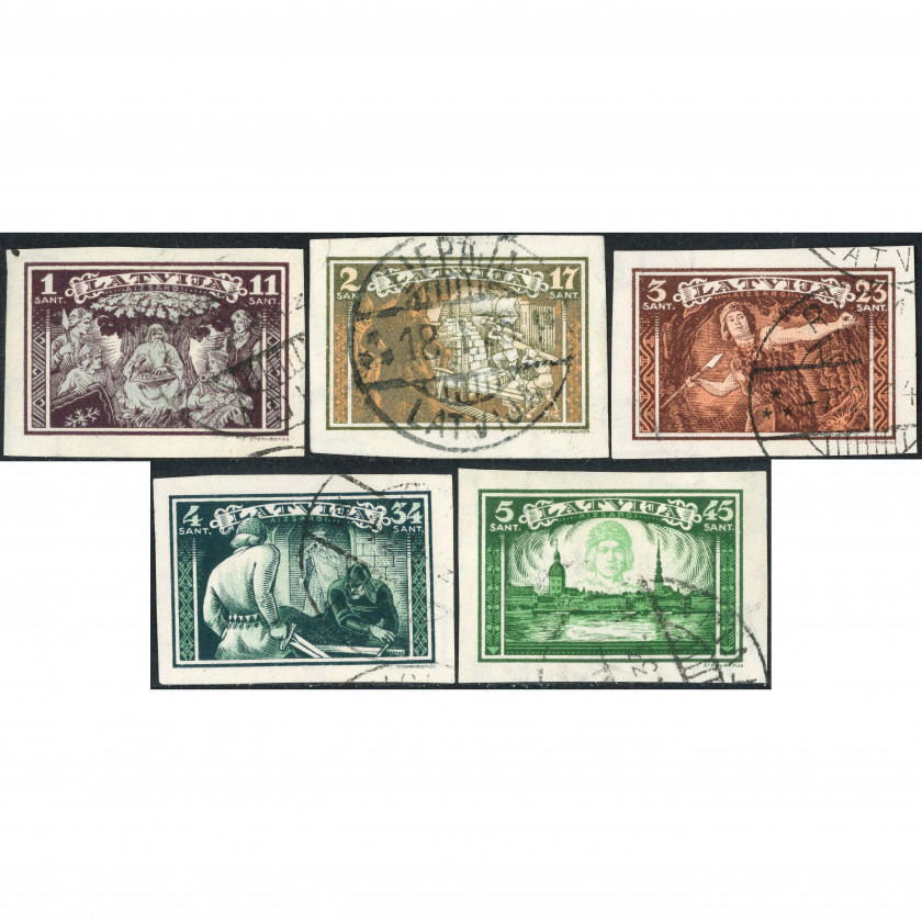 1932, Latvia, 1+11s-5+45s, Solovyov #187A-#191A / Michel #193B-#197B, Lithographed, Wmk