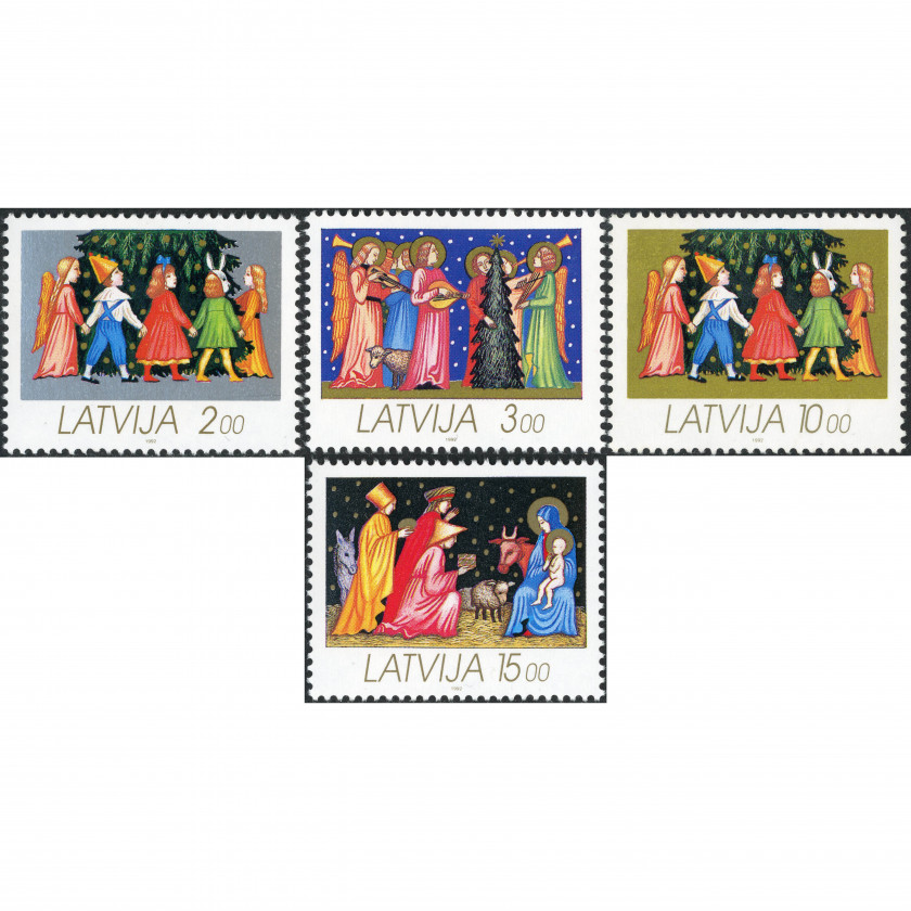 1992, Latvia, 2LVR-15LVR, Michel #344-#347, Offset, UnWmk, P13