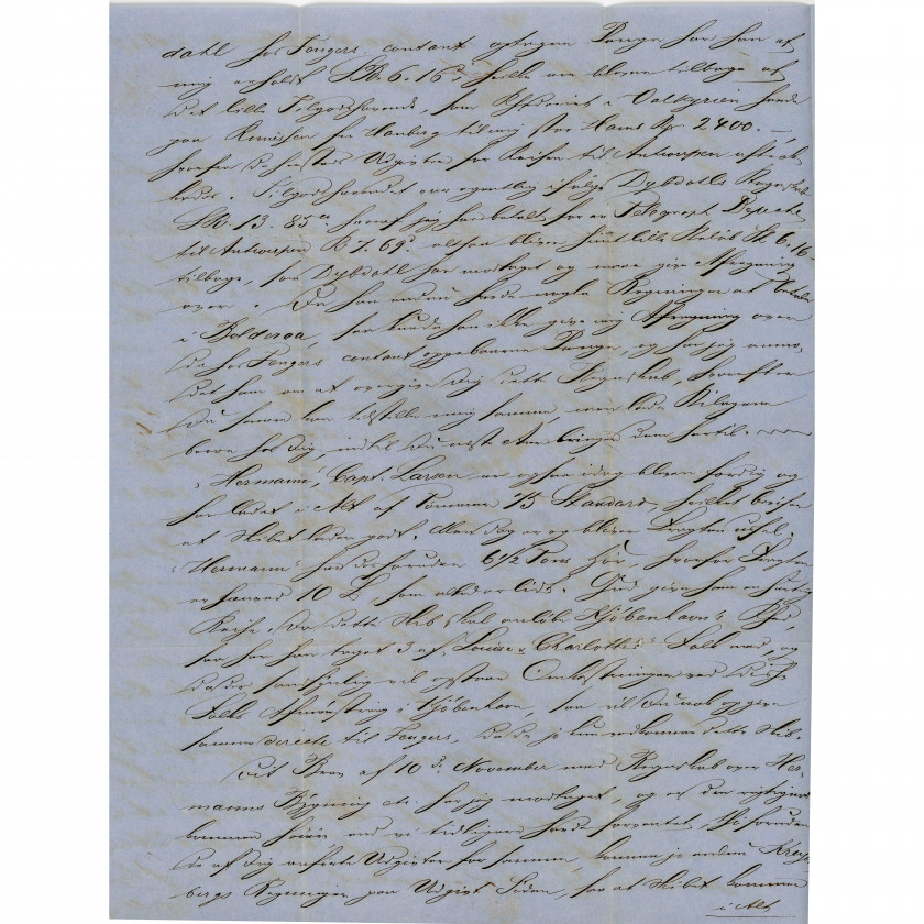 1857, Latvija (Krievijas Impērija), Salocīta komerciāla vēstule, kas nosūtīta no Rīgas uz Kopenhāgenu (Dānija)