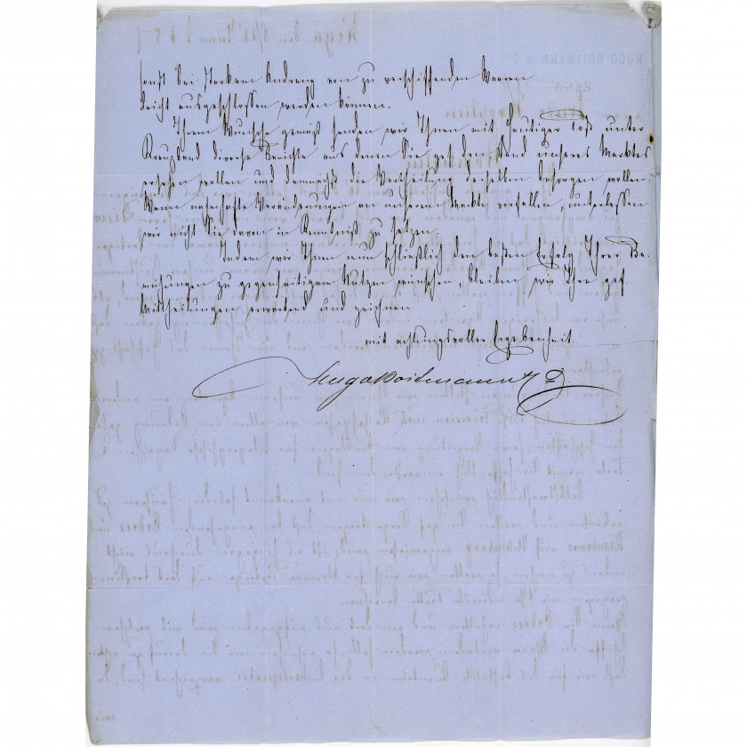 1857, Latvija (Krievijas Impērija), Salocīta komerciāla vēstule no Rīgas uz Stokholmu (Zviedrija)