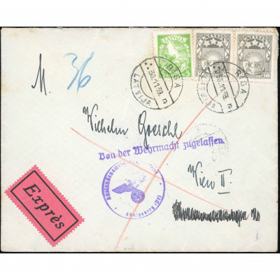 1939, Latvia, International Express cover sen...