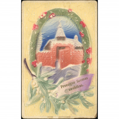 1920s-30s, Latvia , Embossed Christmas Postca...