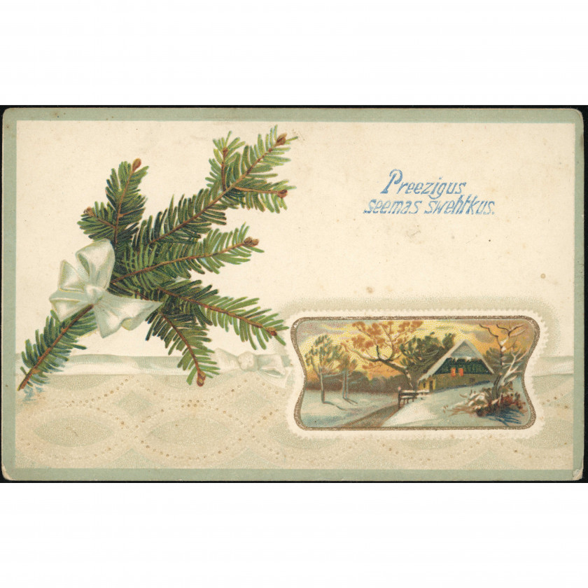 German Publisher "S. & S." (Bird/Rooster Logo, Series 4800): Embossed Winter Scene. Hand-Delivered 1914 Note to Pitrags