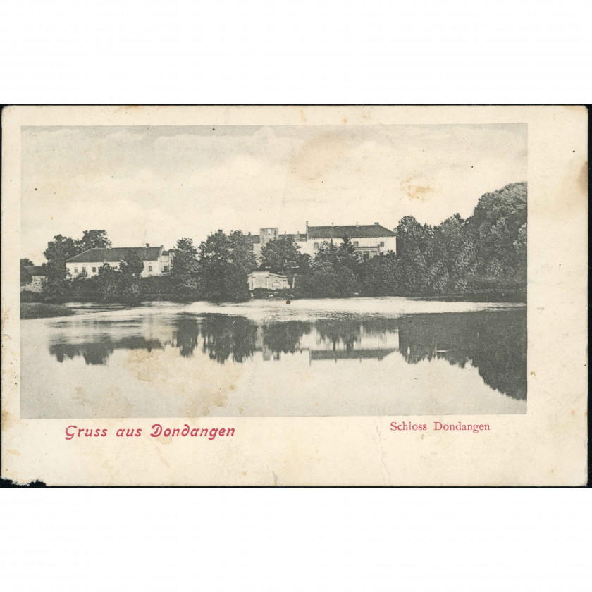 Early German Publisher M. & Cie. (Pre-1904): "Gruss aus Dondangen" Castle View. Rare Undivided Back Russian Empire Postcard