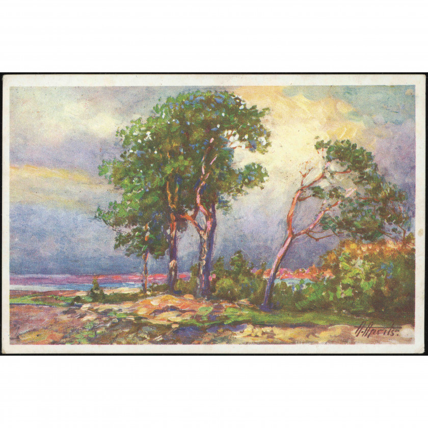 G. Kallerts Publisher (Art Postcard): Coastal pines. Handwritten letter to Saunags (1920s-1930s)