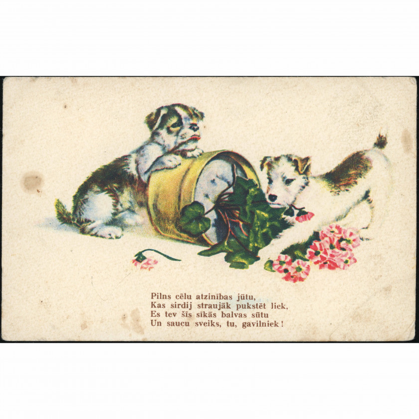 EmB R Publisher (Puppy Postcard). Delivered to Saunags, 1939