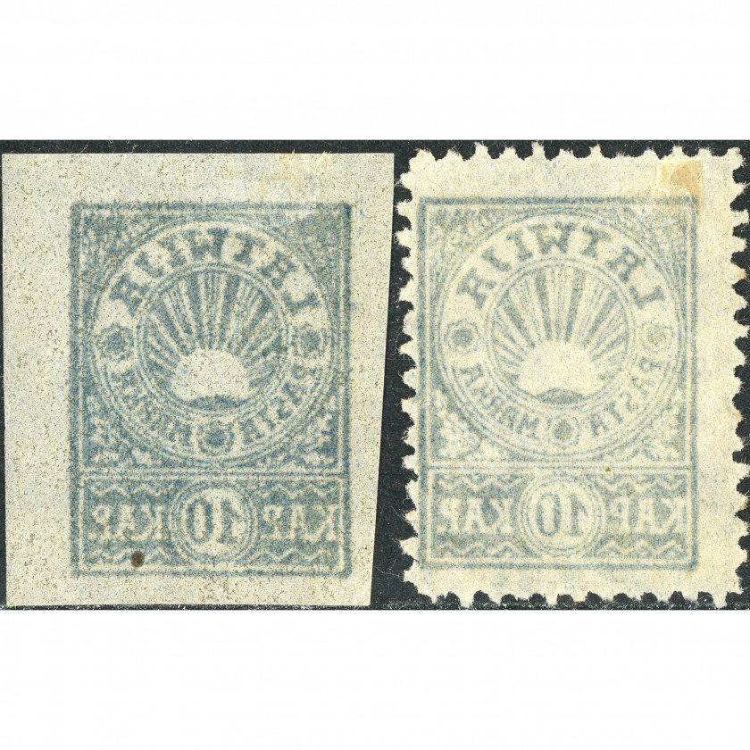 1919, Латвия, 10k, Соловьев #29-#29A / Мишель #24A-#24B, Литография, Без ВЗ, P11.5